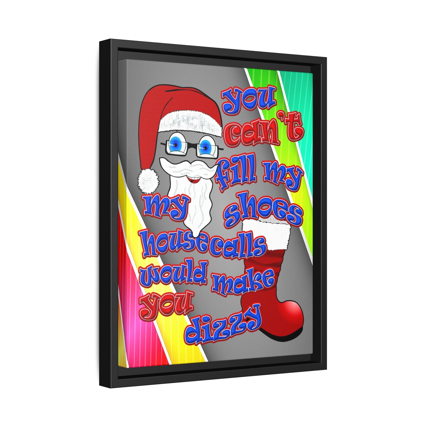 santa's shoes - framed canvas art (rainbow split)