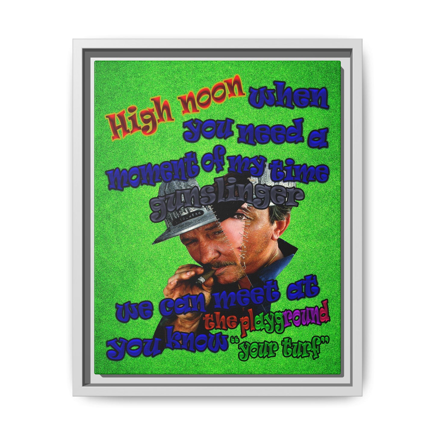 high noon - framed canvas art (green turf)