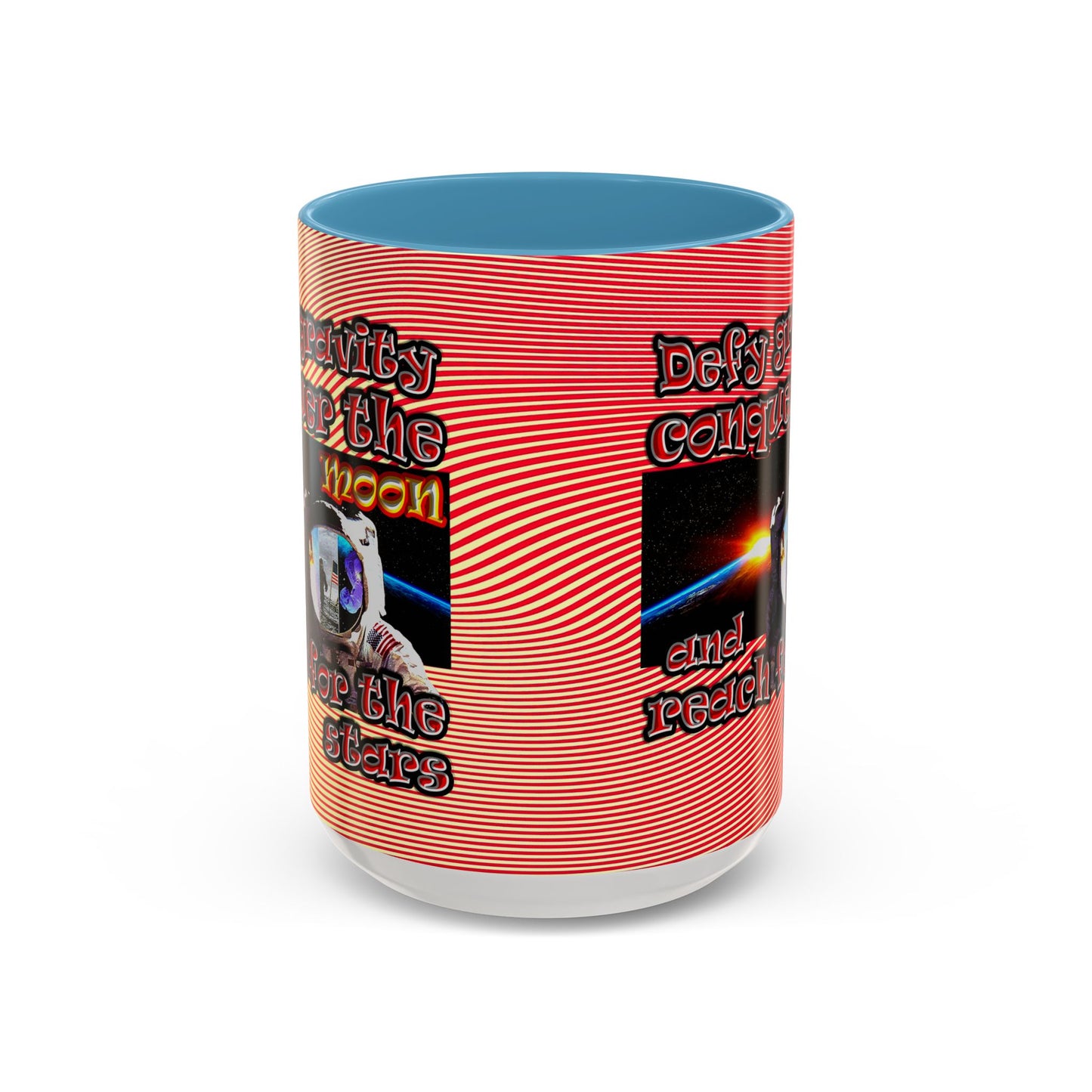 defy conquer reach - Accent Mug (yellow-orange wave)