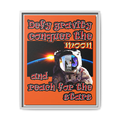 defy conquer reach - framed canvas art (orange)