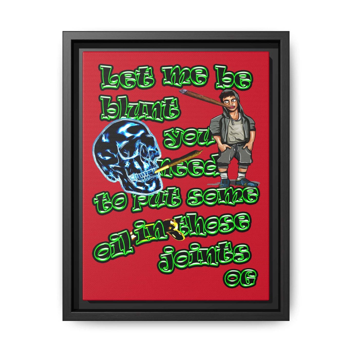 og - framed canvas art (dark red)