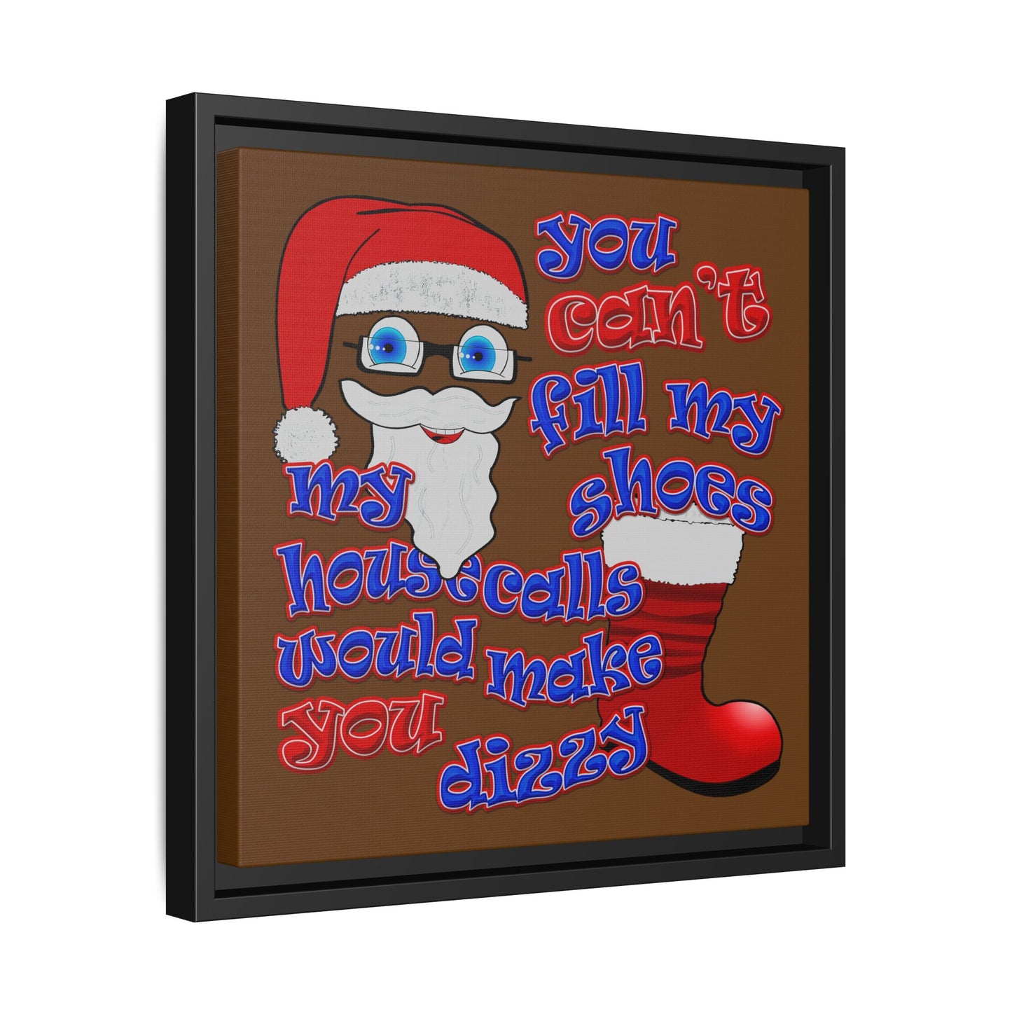 santa's shoes - framed canvas art (brown)