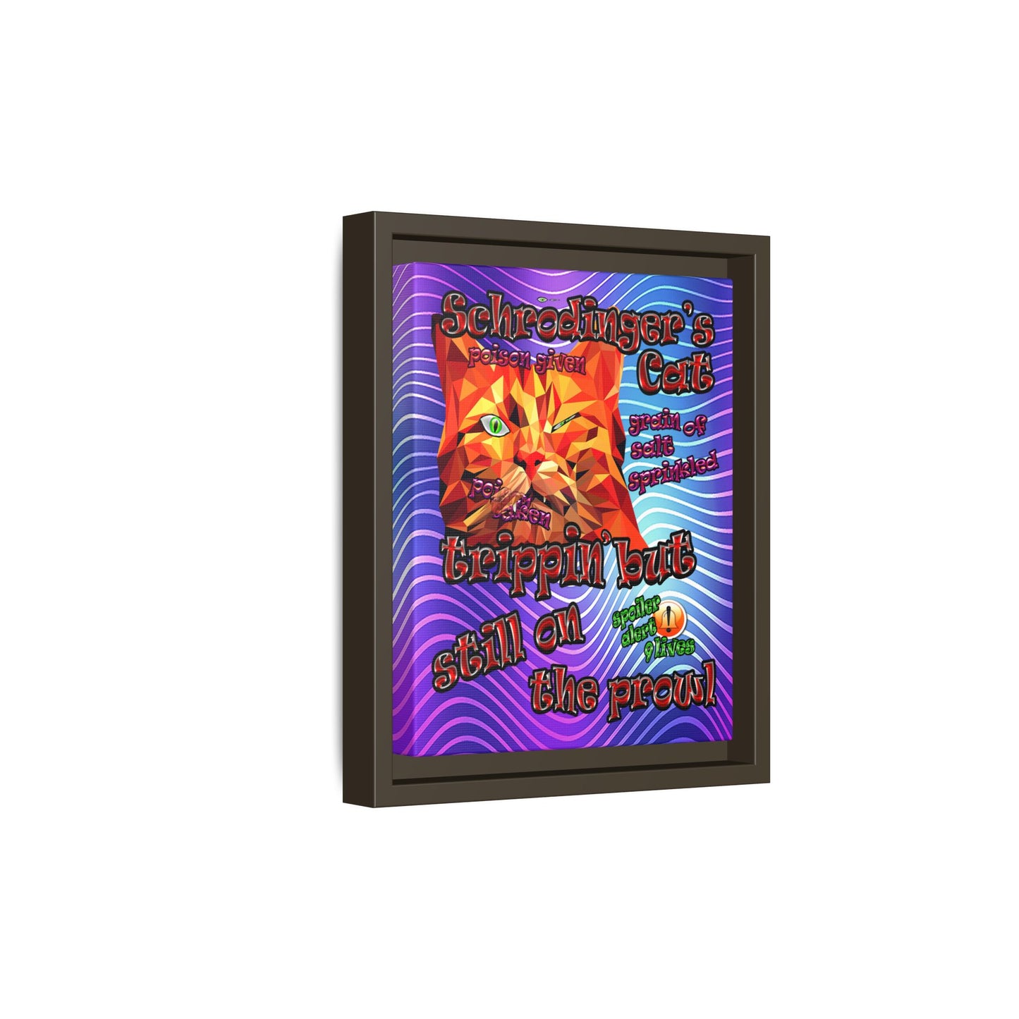 schrodinger's cat - framed canvas art (purple wave)