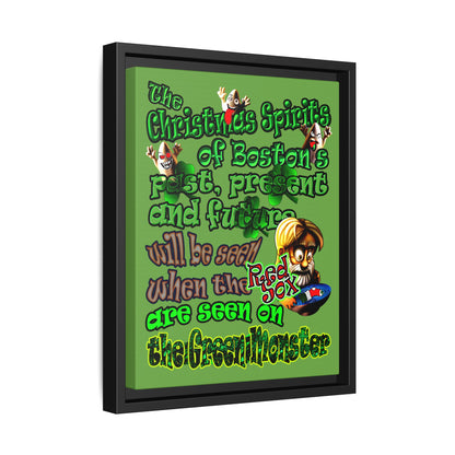 christmas spirits of boston - framed canvas art (green)