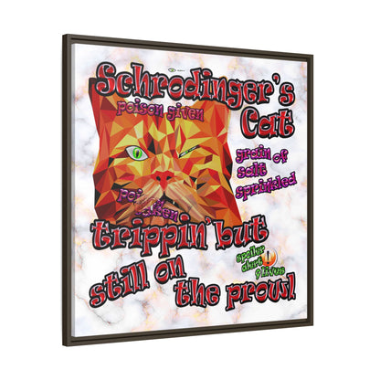 schrodinger's cat - framed canvas art (white marble)