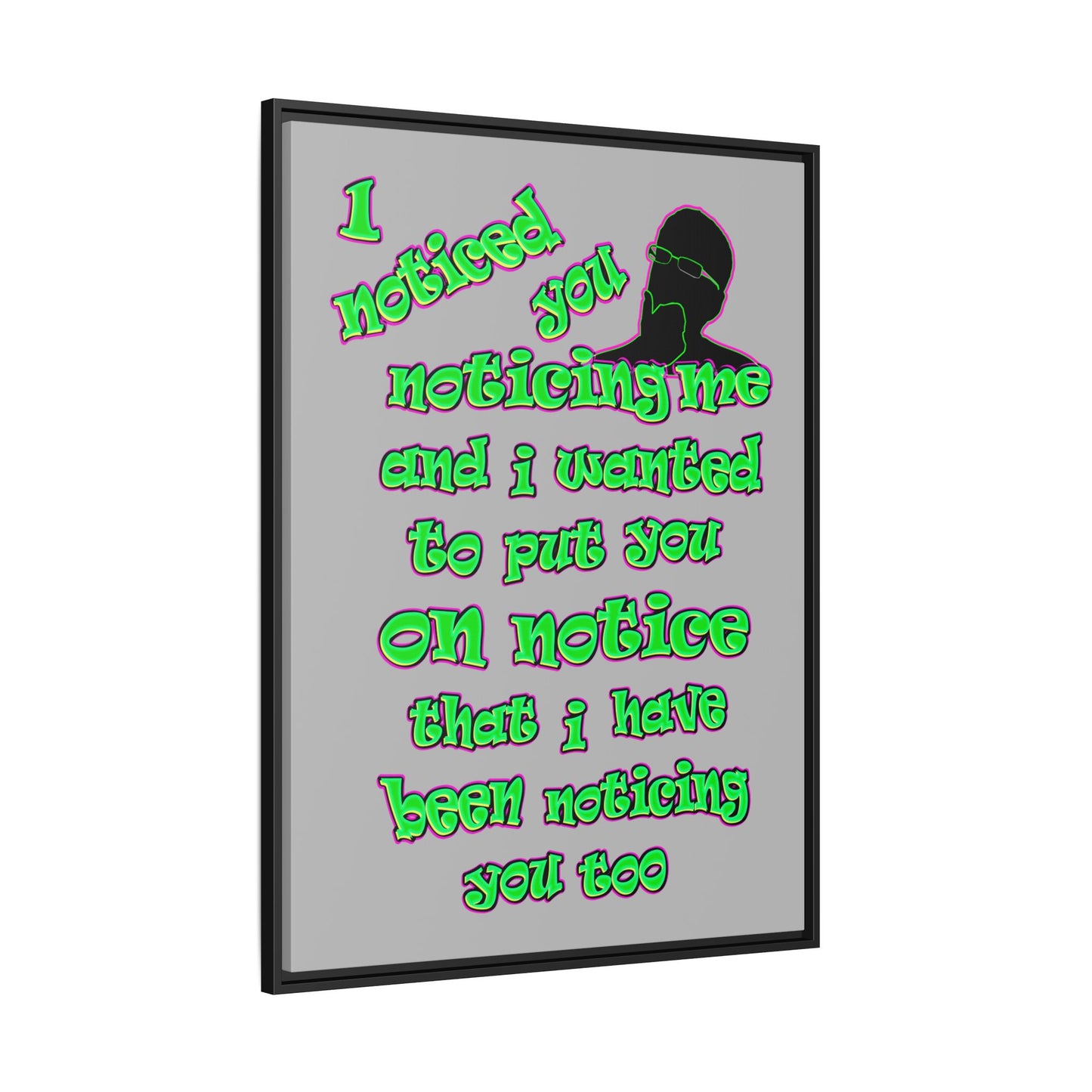noticed you noticing - framed canvas art (light grey)