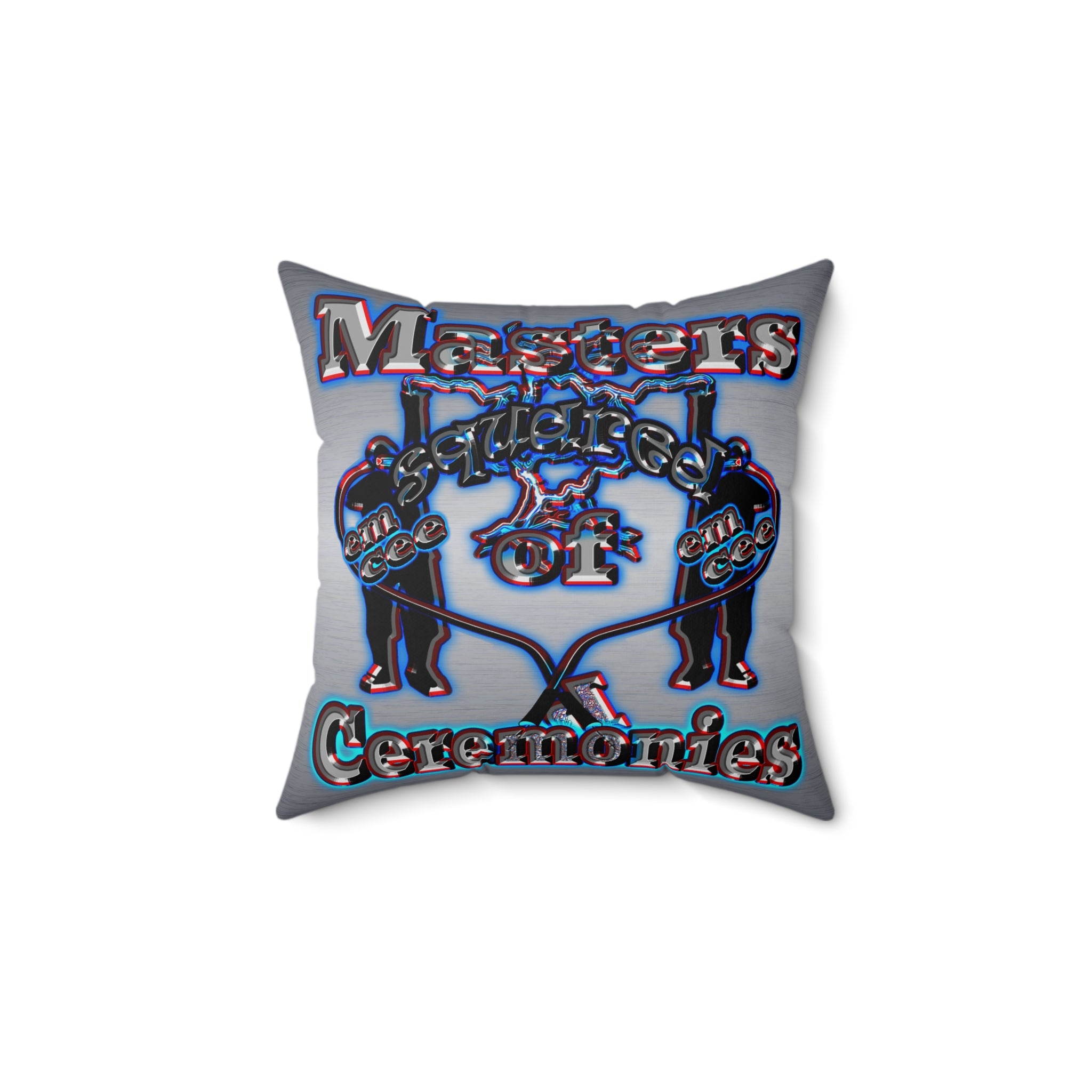em cee squared - Spun Polyester Square Pillow - (brushed nickel)