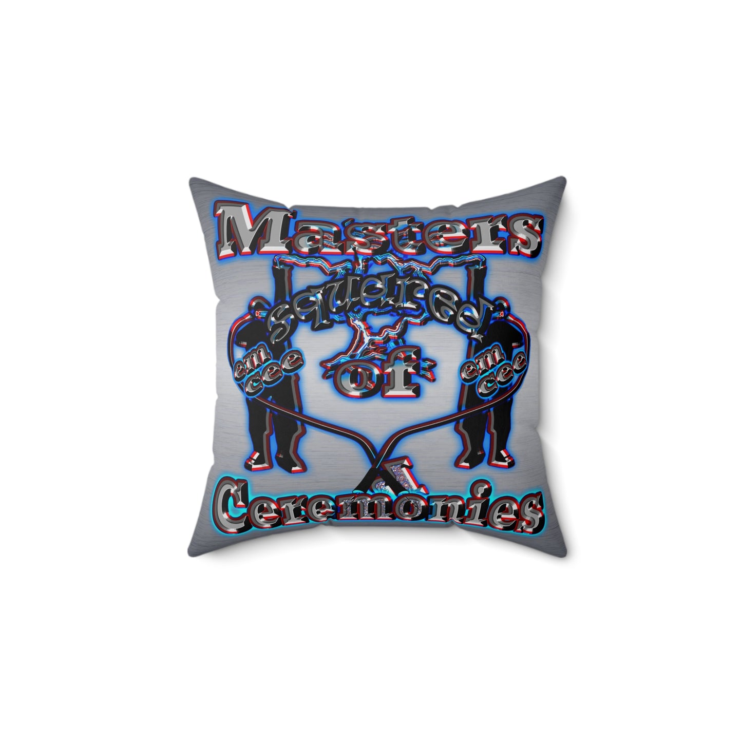 em cee squared - Spun Polyester Square Pillow - (brushed nickel)