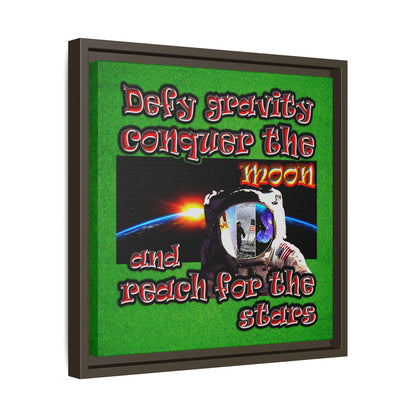 defy conquer reach - framed canvas art (green turf)