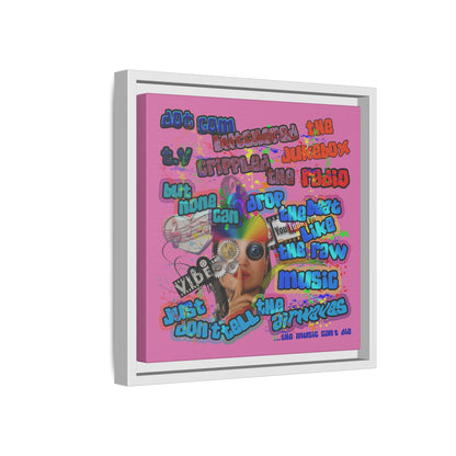drop the beat - framed canvas art (light pink)