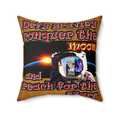 defy conquer reach - Faux Suede Square Pillow - (dichromatic brown papyrus)