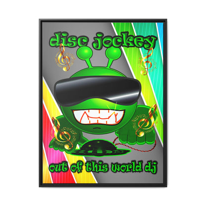 disc jockey - framed canvas art (rainbow split)