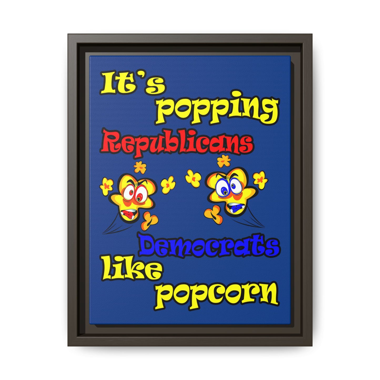 popping like popcorn - framed canvas art (dark blue)