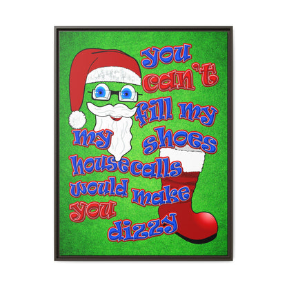 santa's shoes - framed canvas art (green turf)