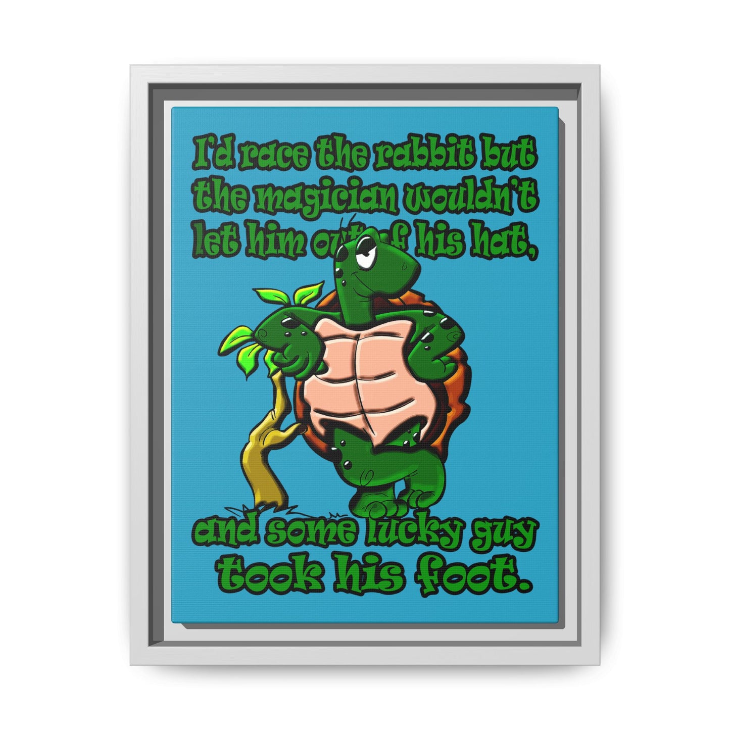 turtle race - framed canvas art (turquoise)