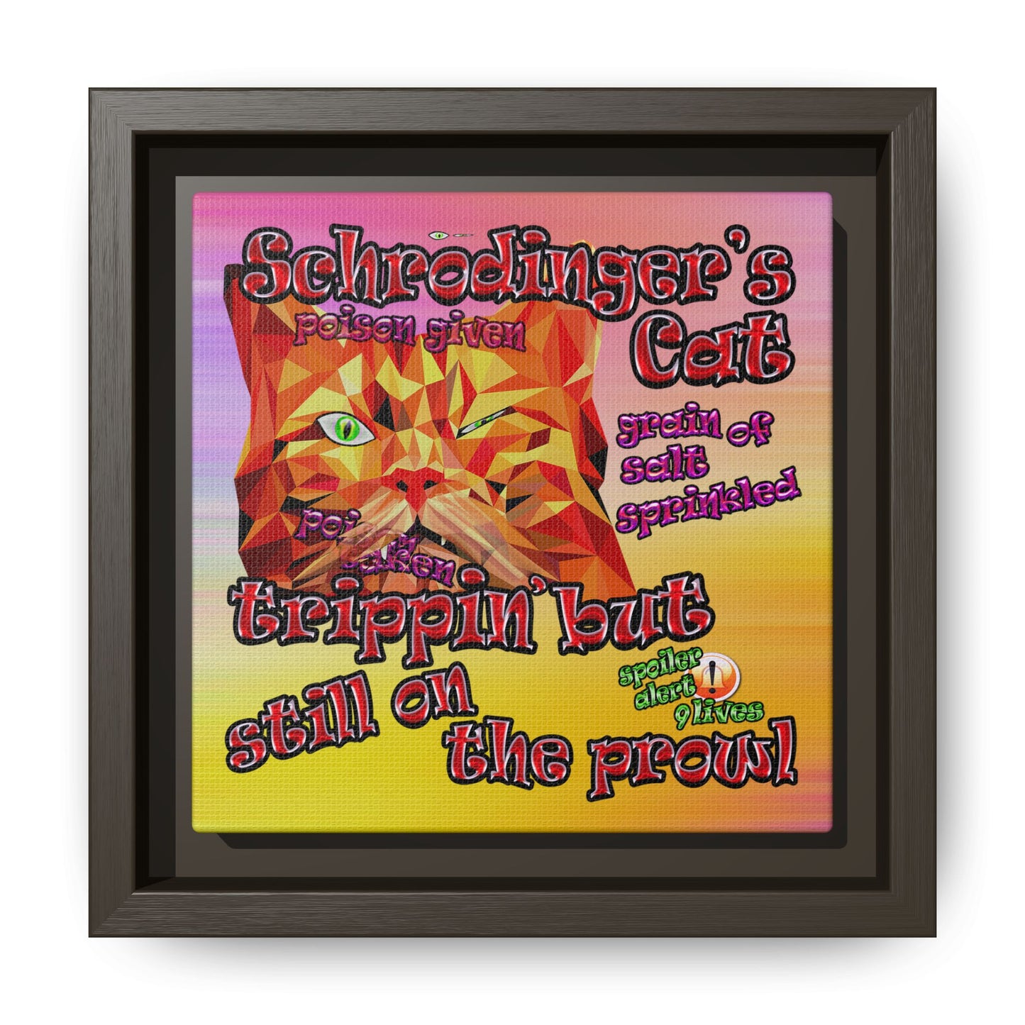 schrodinger's cat - framed canvas art (color blur)