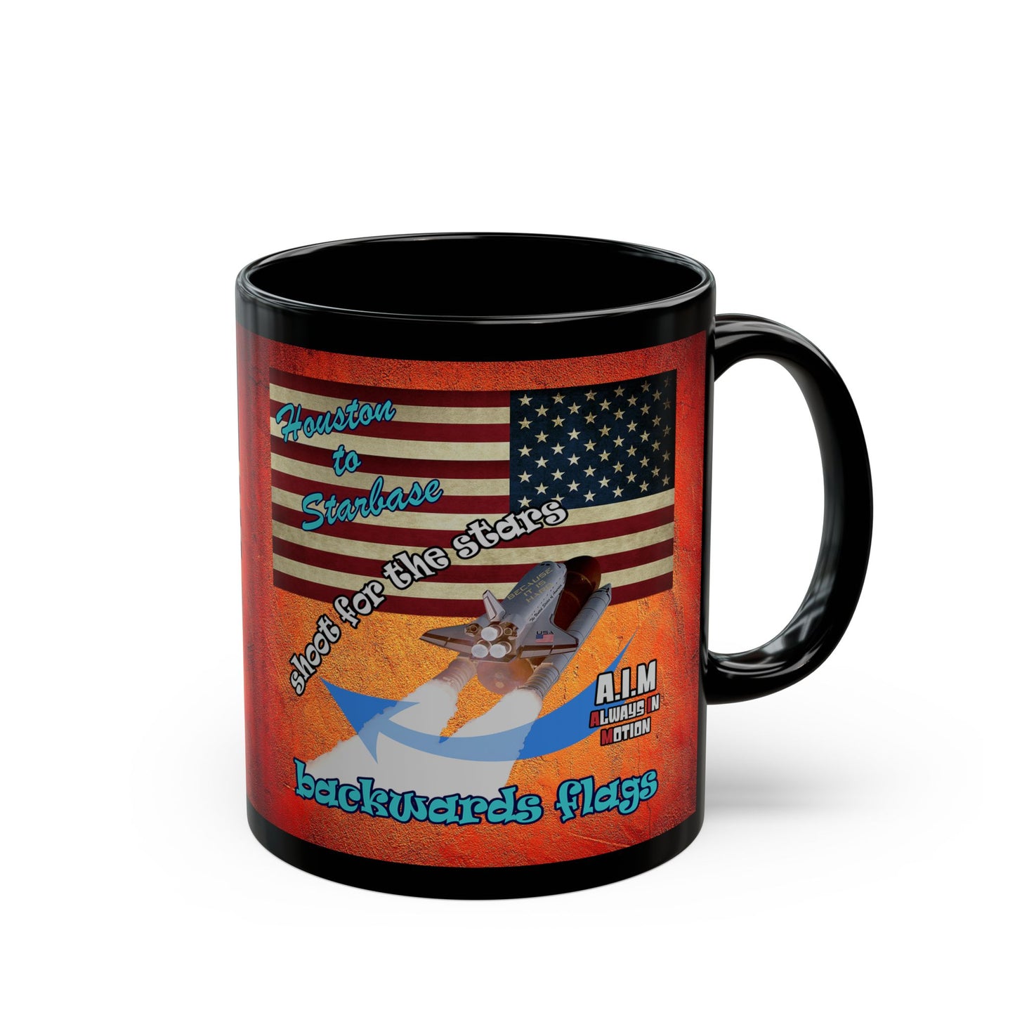 shoot for the stars - Black Mug (burnt orange)