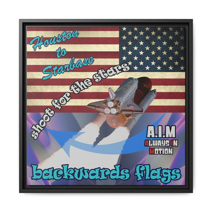 shoot for the stars - framed canvas art (grey-pink wave)
