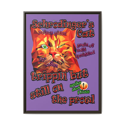 schrodinger's cat - framed canvas art (light purple)