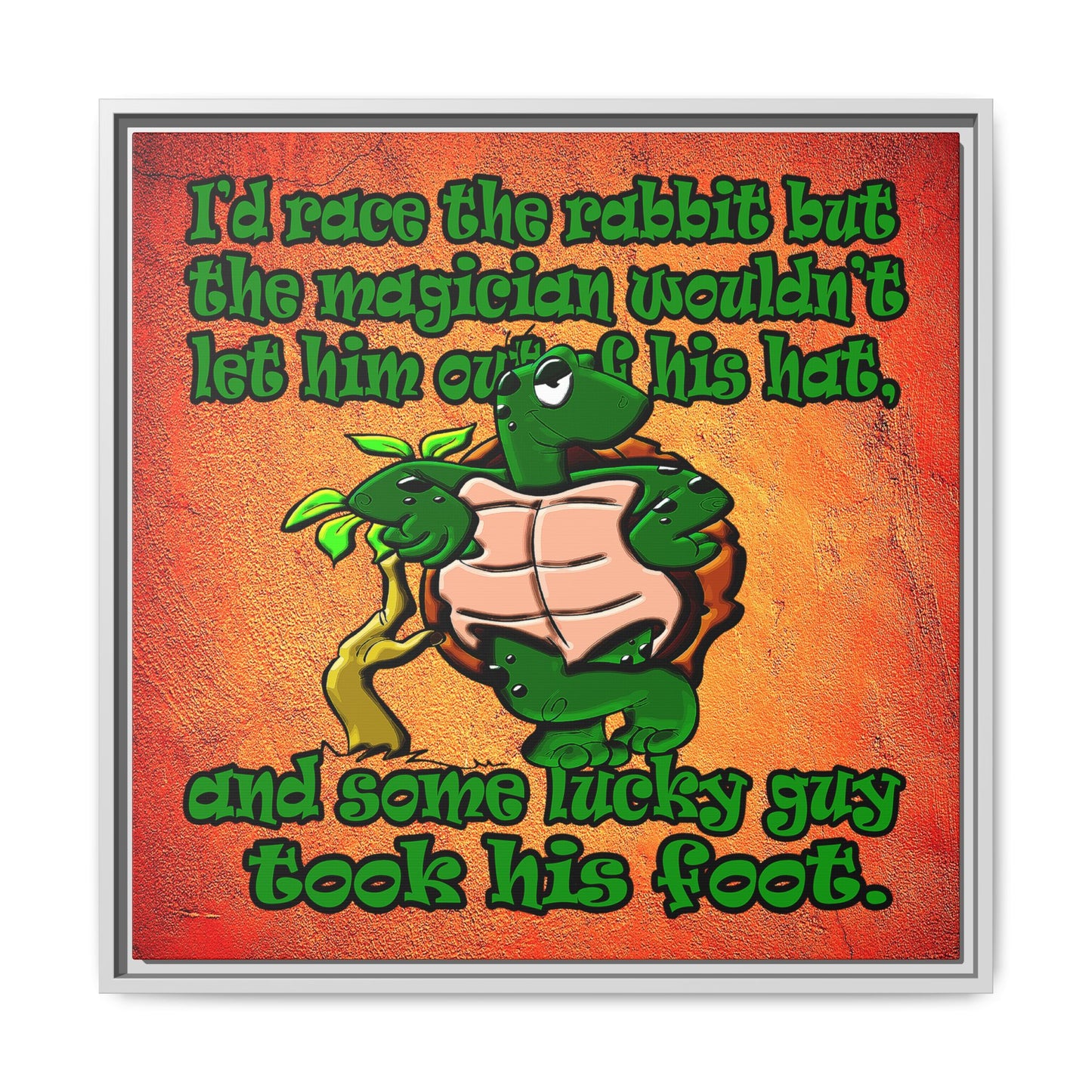 turtle race - framed canvas art (burnt orange)