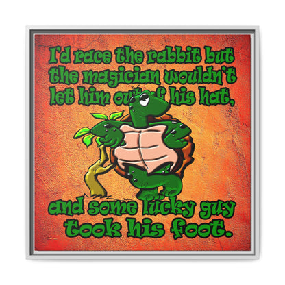 turtle race - framed canvas art (burnt orange)