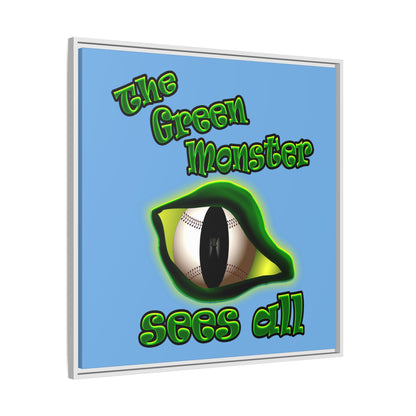 green monster - framed canvas art (light blue)