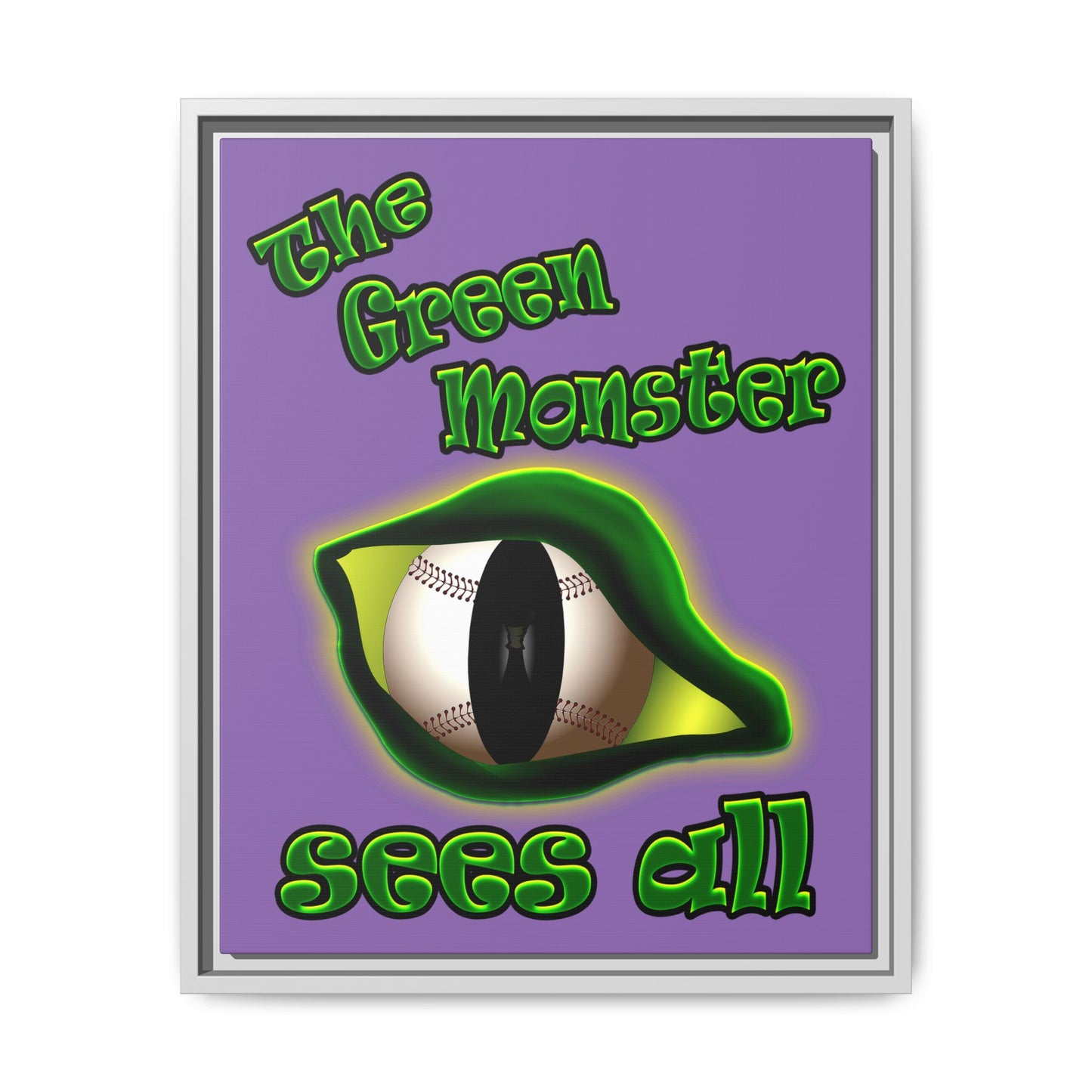 green monster - framed canvas art (light purple)