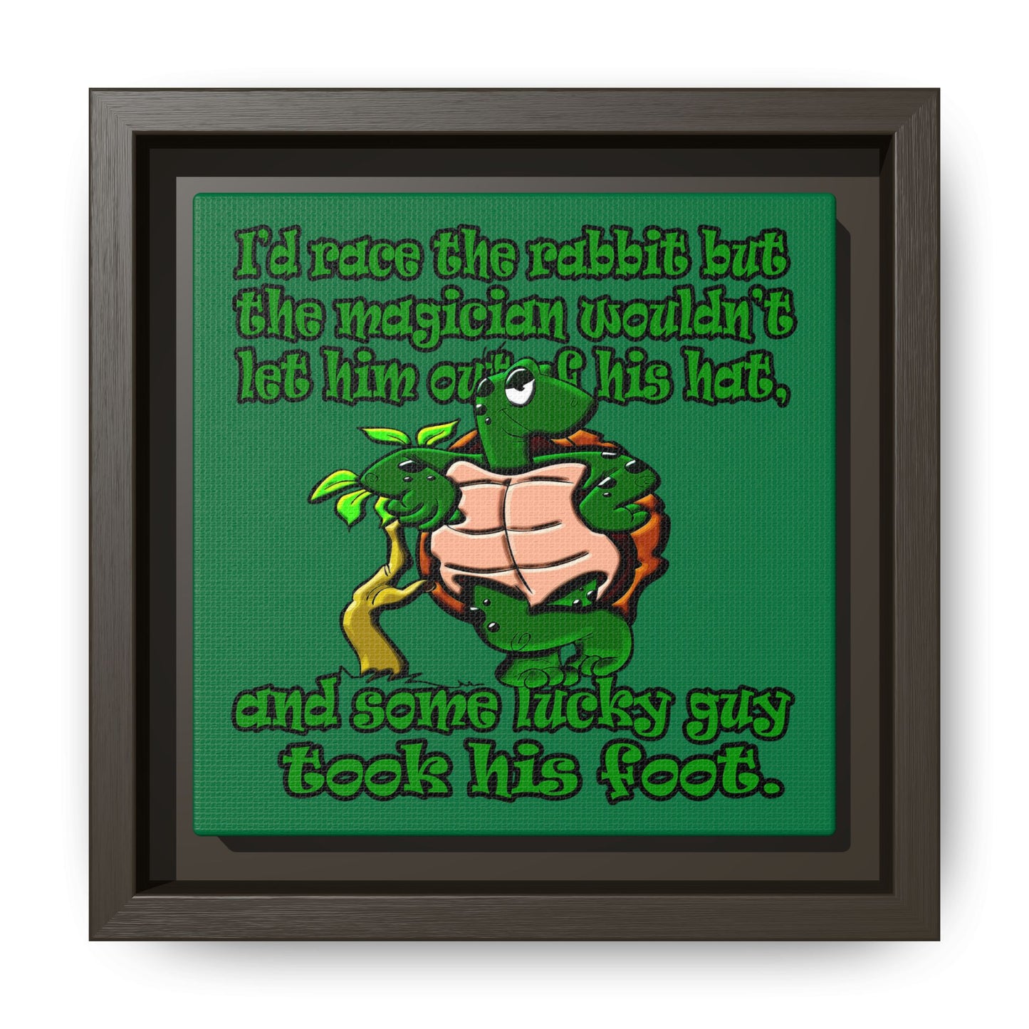 turtle race - framed canvas art (dark green)