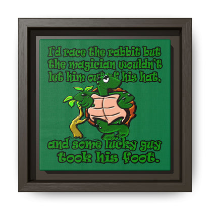turtle race - framed canvas art (dark green)