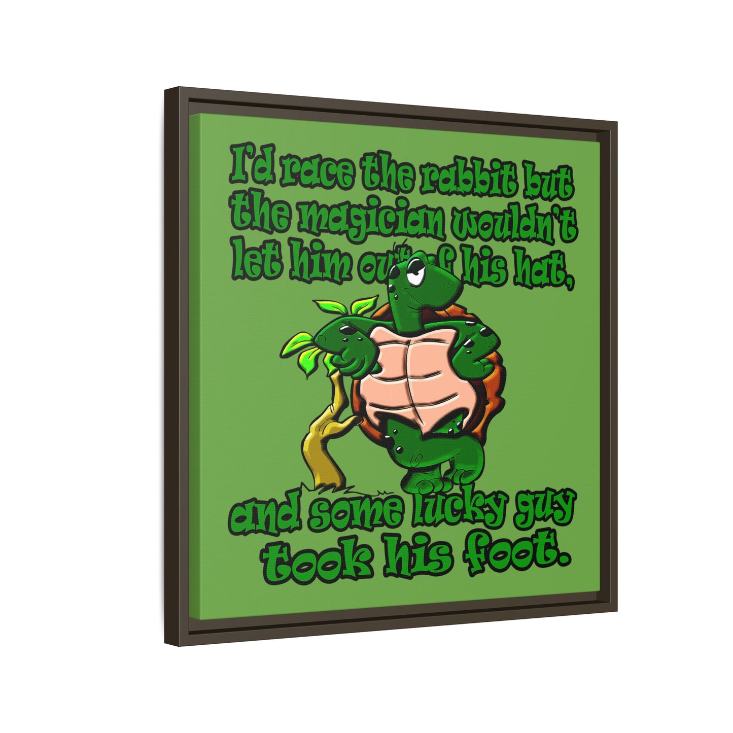 turtle race - framed canvas art (green)