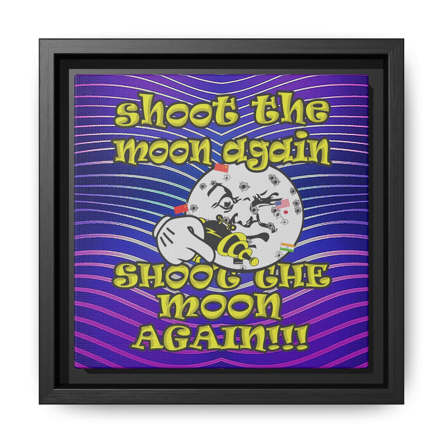 shoot the moon again - framed canvas art (purple wave)