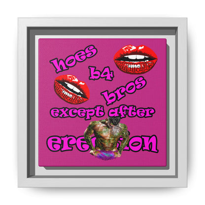 hoes b4 bros - framed canvas art (pink)