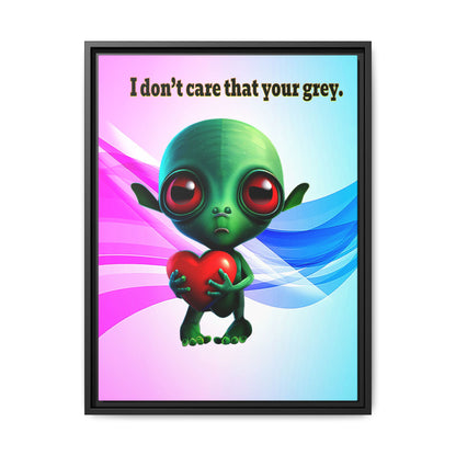 I don't care that your grey - framed canvas art (light blue-pink wave)