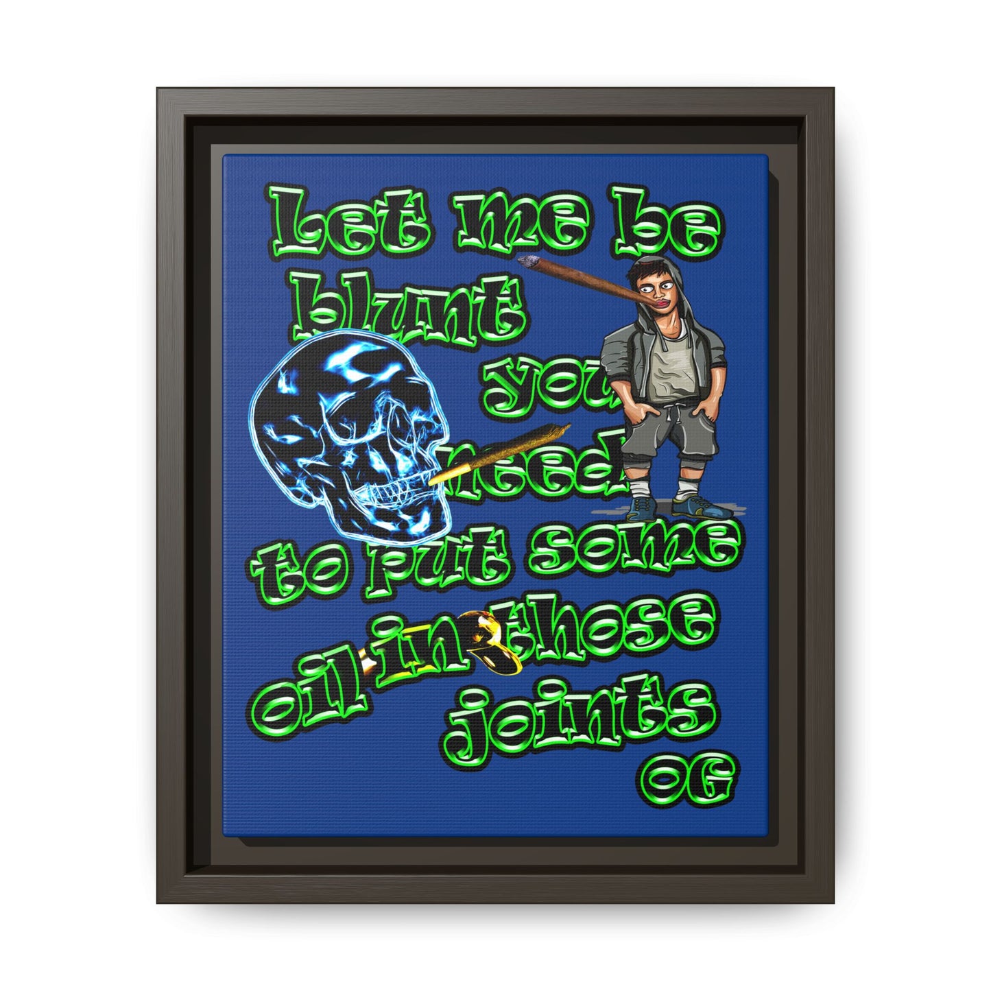 og - framed canvas art (dark blue)