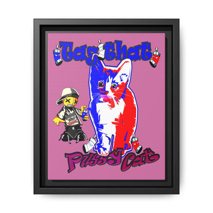 tag that - framed canvas art (light pink)