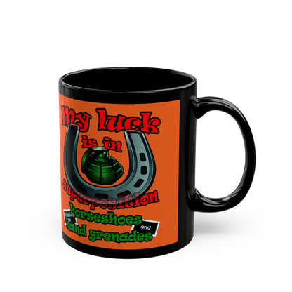 my luck - Black Mug (orange)
