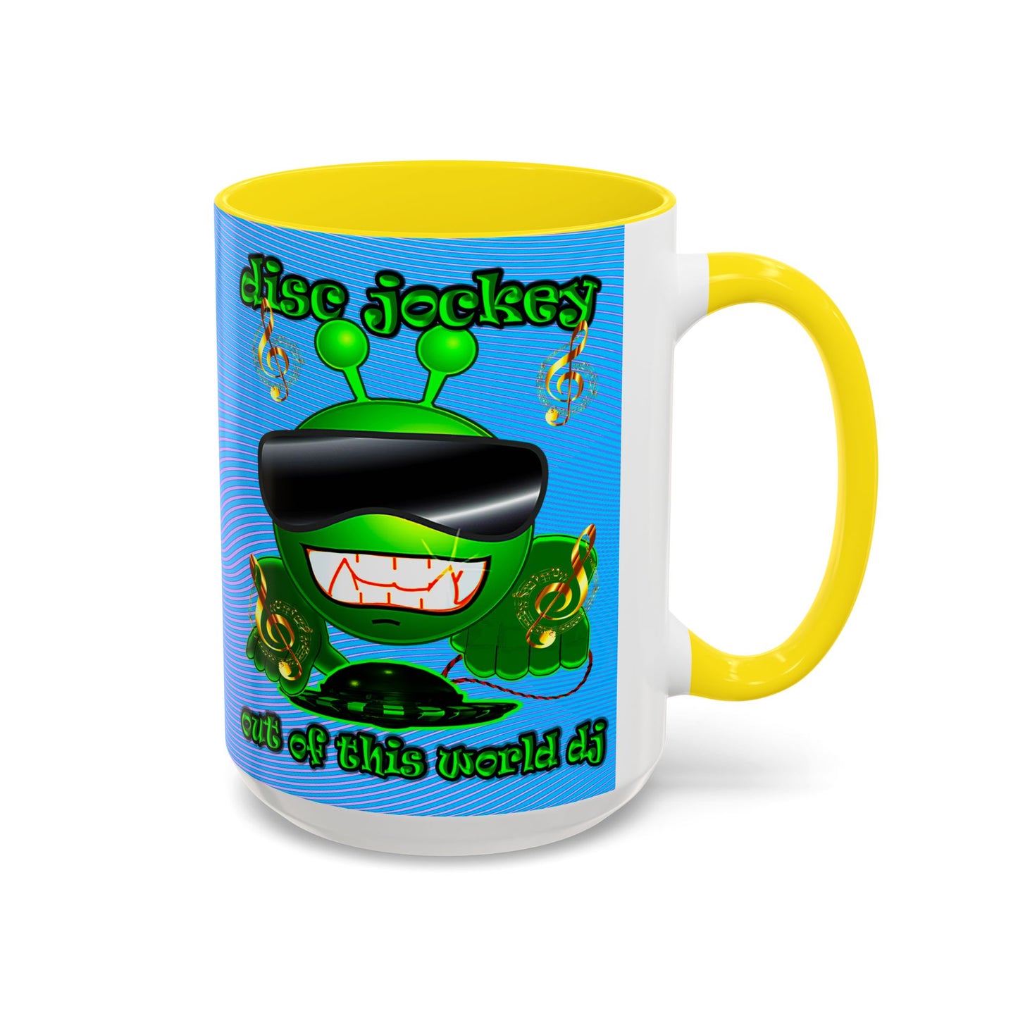 disc jockey - Accent Mug (light blue-purple wave)