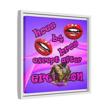 hoes b4 bros - framed canvas art (purple-pink wave)