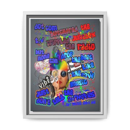 drop the beat - framed canvas art (grey-light grey)