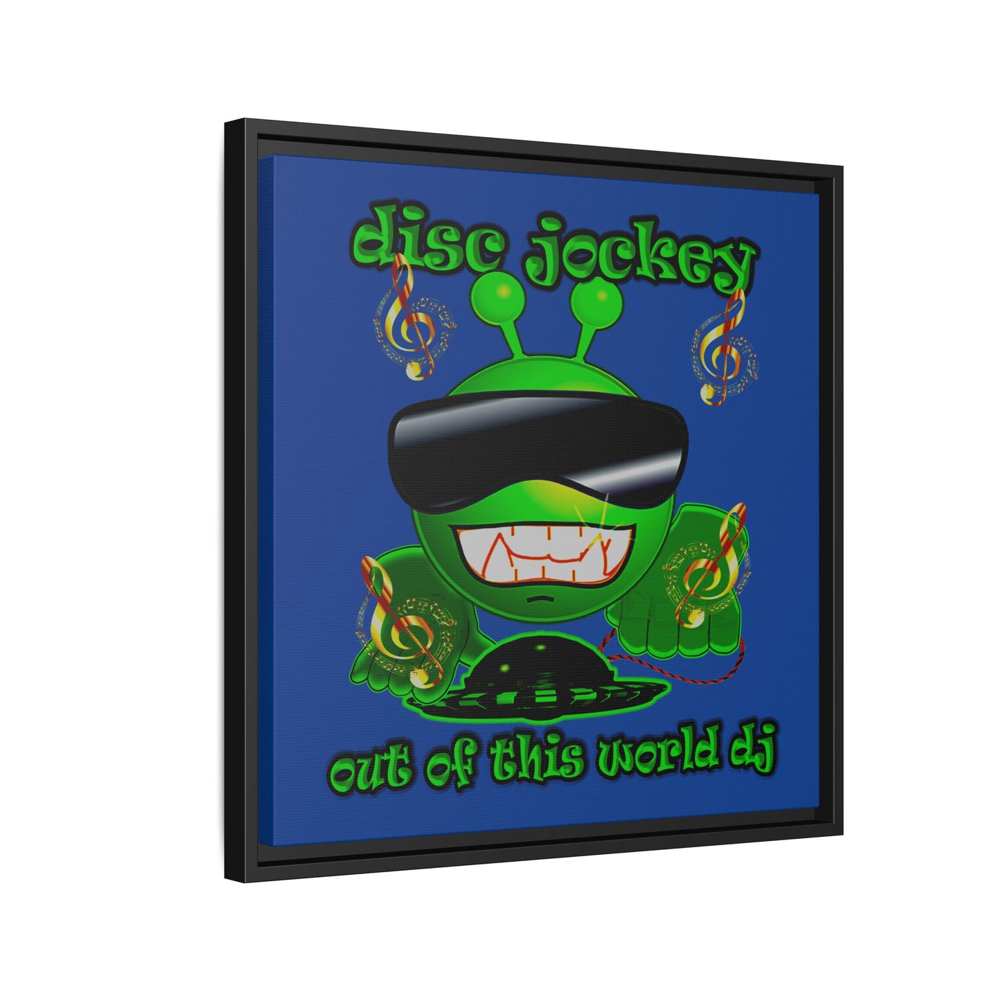 disc jockey - framed canvas art (dark blue)