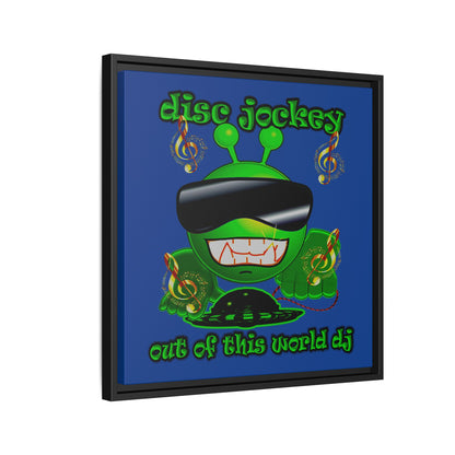 disc jockey - framed canvas art (dark blue)