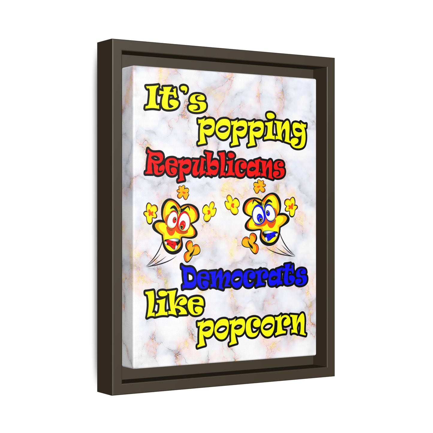popping like popcorn - framed canvas art (white marble)