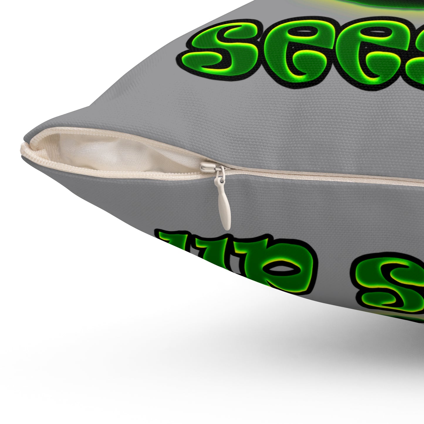 green monster - Spun Polyester Square Pillow - (grey)