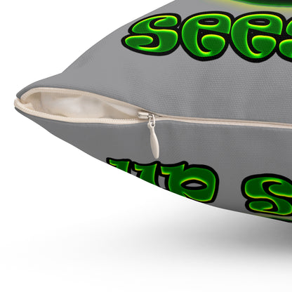green monster - Spun Polyester Square Pillow - (grey)