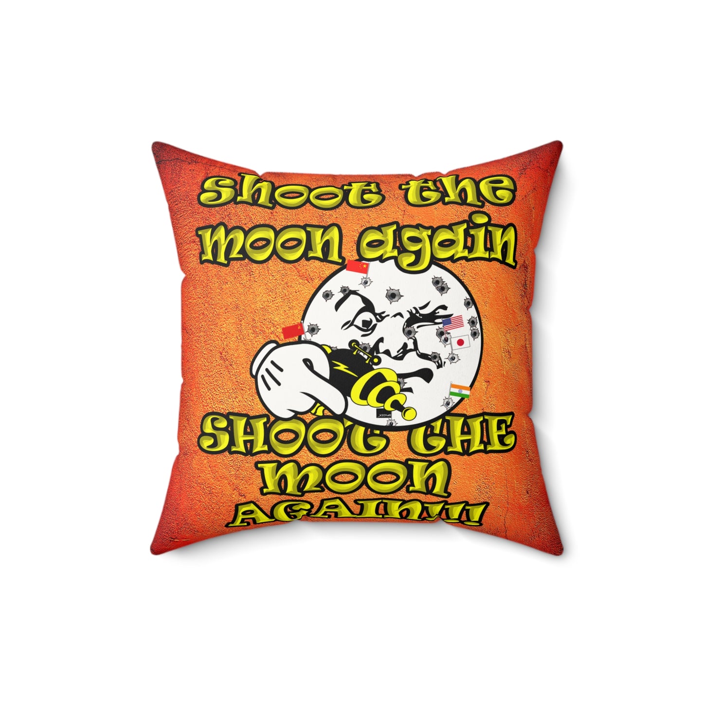 shoot the moon again - Faux Suede Square Pillow - (burnt orange)