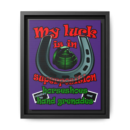 my luck - framed canvas art (purple)