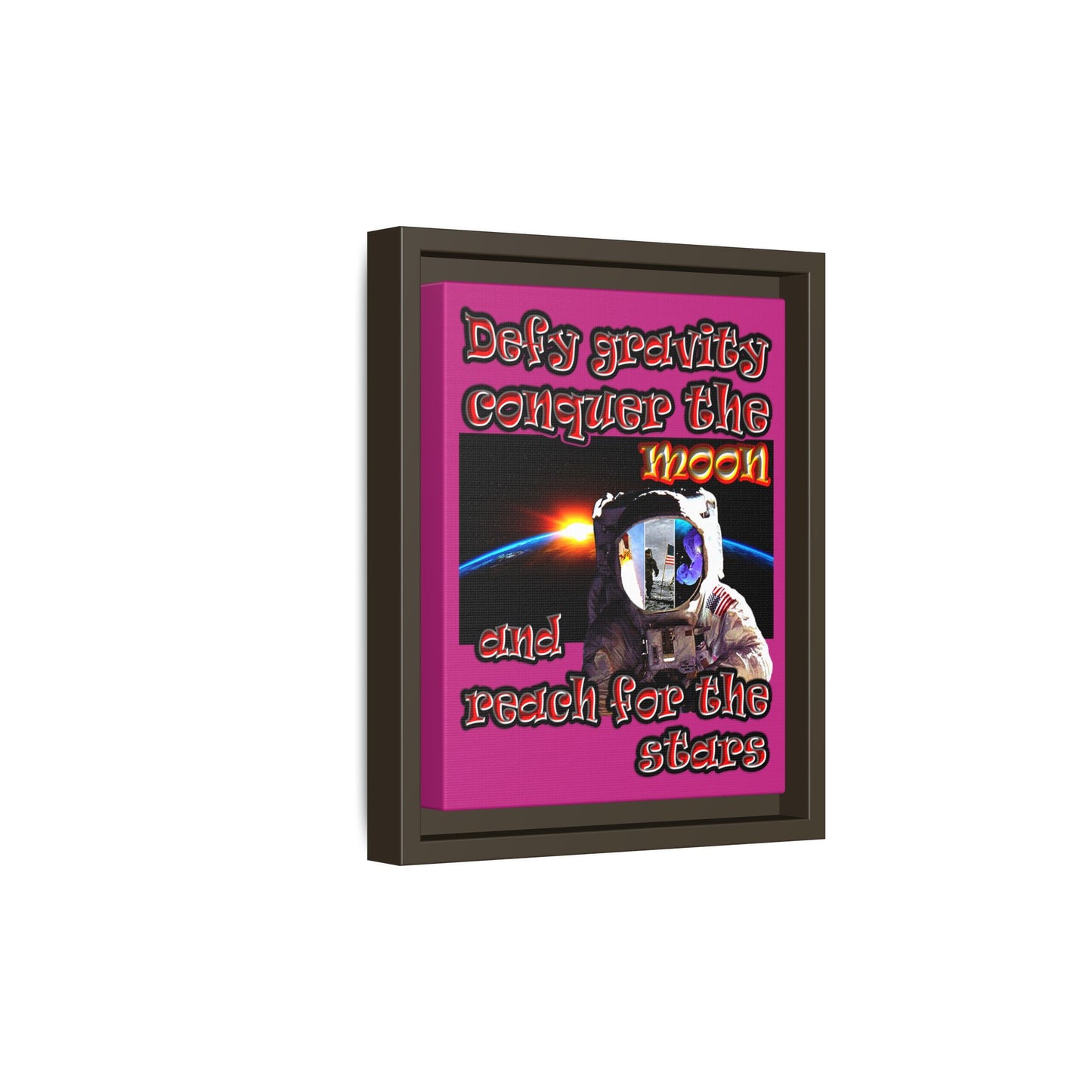 defy conquer reach - framed canvas art (pink)