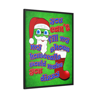 santa's shoes - framed canvas art (green turf)