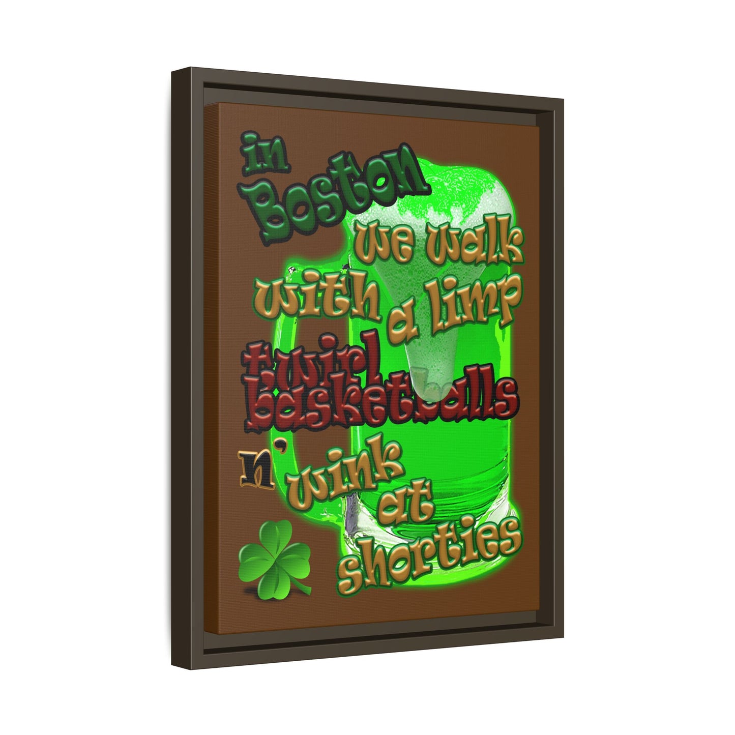 celtics logo - framed canvas art (brown)