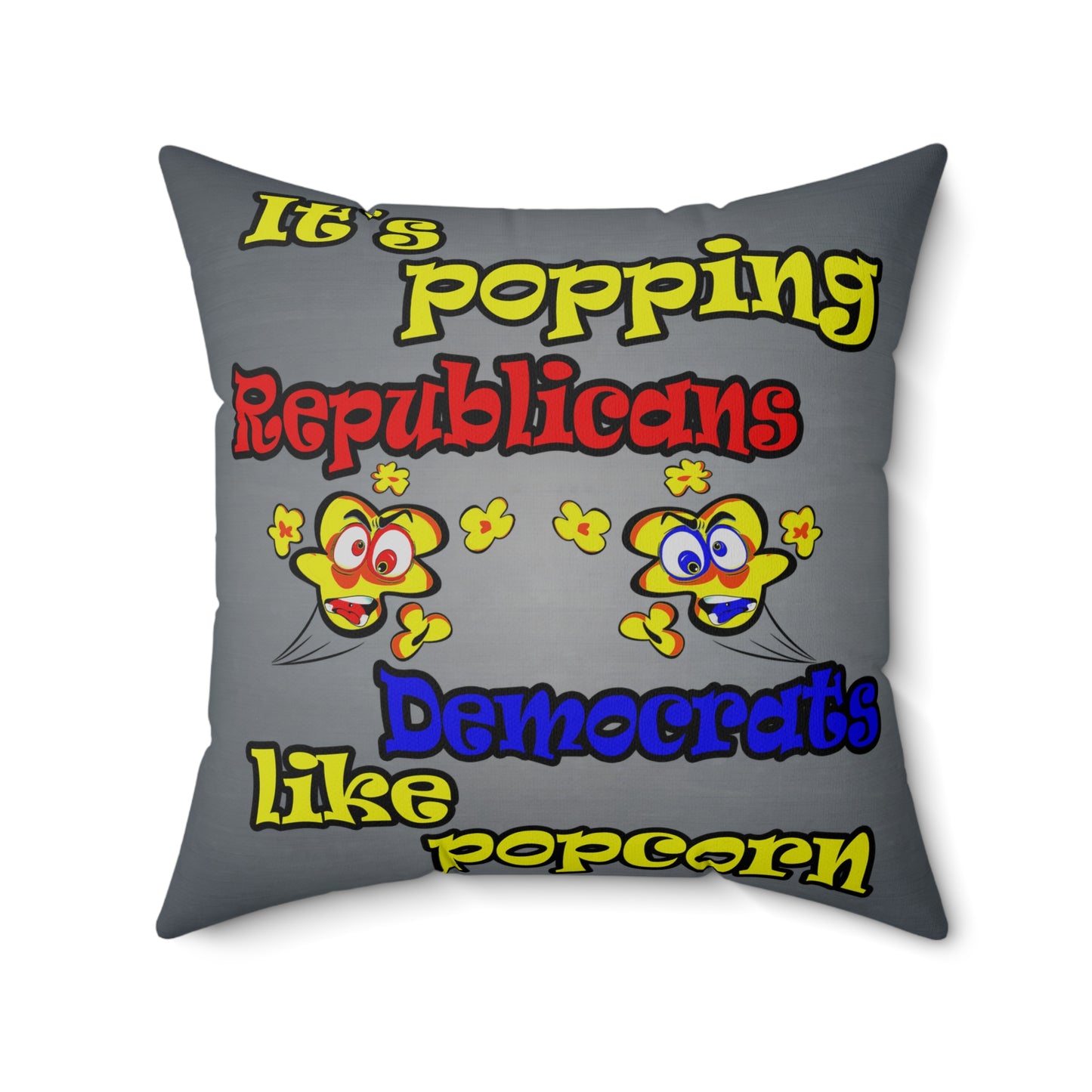 popping like popcorn - Spun Polyester Square Pillow - (grey-light grey)